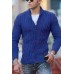 Men's Fashionable Pure Color V-neck Knit Sweater
